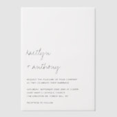 Moderne Zwarte & Witte Script Minimalistische Trou Vellum Uitnodigingen (Voorkant)