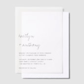 Moderne Zwarte & Witte Script Minimalistische Trou Vellum Uitnodigingen (Offset)