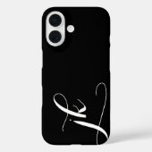 Moderne Zwarte Witte Script Monogram Naam Case-Mate iPhone Case (Achterkant)