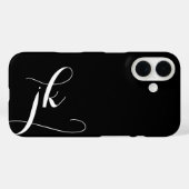 Moderne Zwarte Witte Script Monogram Naam Case-Mate iPhone Case (Achterkant (horizontaal))
