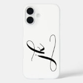 Moderne Zwarte Witte Script Monogram Naam Case-Mate iPhone Case (Achterkant)