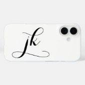 Moderne Zwarte Witte Script Monogram Naam Case-Mate iPhone Case (Achterkant (horizontaal))