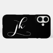 Moderne Zwarte Witte Script Monogram Naam Case-Mate iPhone Case (Achterkant (horizontaal))