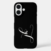 Moderne Zwarte Witte Script Monogram Naam Case-Mate iPhone Case (Achterkant)
