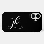 Moderne Zwarte Witte Script Monogram Naam Case-Mate iPhone Case (Achterkant (horizontaal))