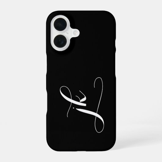 Moderne Zwarte Witte Script Monogram Naam iPhone 16 Hoesje (Achterkant)