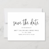 Moderne Zwarte Witte Script Trouw Save the Date Magnetische Uitnodiging (Voorkant)