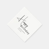 Moderne Zwarte & Witte Script Verjaardag Servet (Hoek)