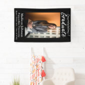 Moderne zwarte witte script verticale foto Afstude Spandoek (Insitu)