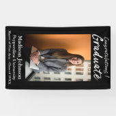 Moderne zwarte witte script verticale foto Afstude Spandoek (Horizontaal)