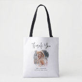 Moderne zwarte witte scriptfoto elegant leraar tote bag (Voorkant)