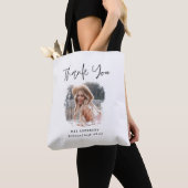 Moderne zwarte witte scriptfoto elegant leraar tote bag (Dichtbij)