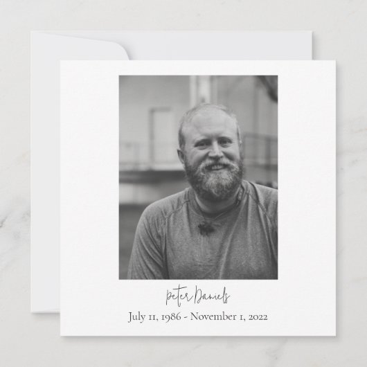 Moderne zwarte & witte scriptfotograefkaart (Achterkant)