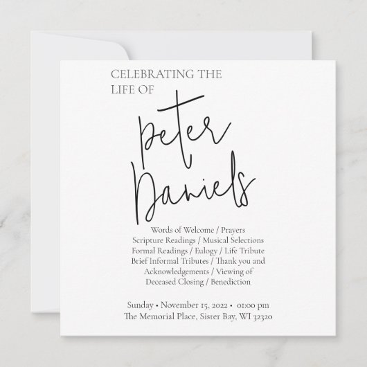 Moderne zwarte & witte scriptfotograefkaart (Voorkant)