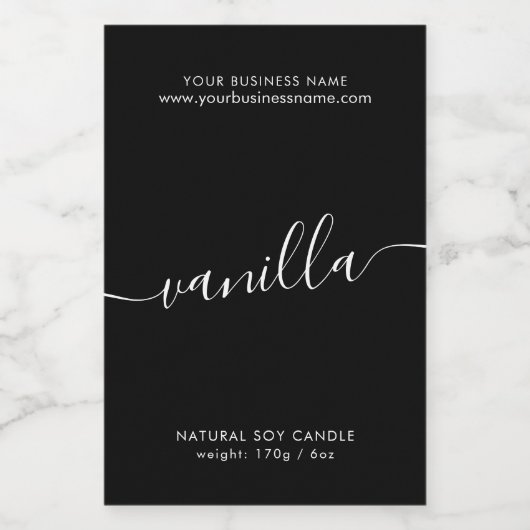 Moderne zwarte witte scriptkaarsenlabel voedselcontainer etiket (Enkel label)