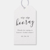 Moderne Zwarte Witte Sip Sip Hooray Bruidsdouche Cadeaulabel (Voorkant)