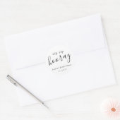 Moderne Zwarte Witte Sip Sip Hooray Bruidsfeest Ronde Sticker (Envelop)