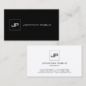 Moderne zwarte witte Sjabloon Cool Monogram top Visitekaartje (Voorkant / Achterkant)