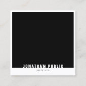 Moderne zwarte witte Sjabloon met elegant Vierkante Visitekaartje (Voorkant)