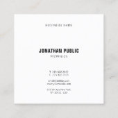 Moderne zwarte witte Sjabloon met elegant Vierkante Visitekaartje (Achterkant)