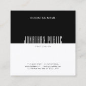 Moderne zwarte witte Sjabloon met elegant Vierkante Visitekaartje (Achterkant)