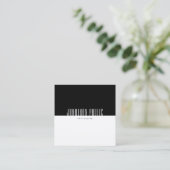 Moderne zwarte witte Sjabloon met elegant Vierkante Visitekaartje (Staand voorkant)