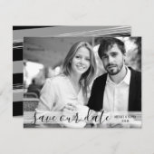 Moderne zwarte & witte sla onze Datum fotokaart op Save The Date