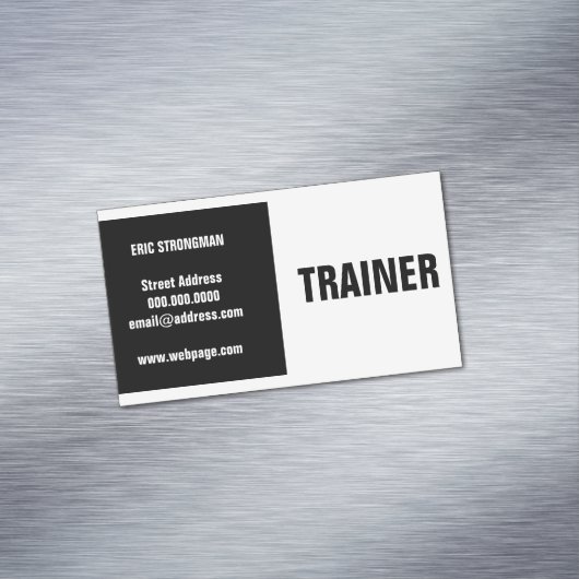 Moderne zwarte witte splitsing magnetisch visitekaartje (Voorbeeld)