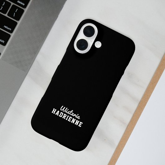 Moderne Zwarte Witte Sport Monogramnaam Case-Mate iPhone Case