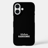 Moderne Zwarte Witte Sport Monogramnaam Case-Mate iPhone Case (Achterkant)