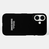 Moderne Zwarte Witte Sport Monogramnaam Case-Mate iPhone Case (Achterkant (horizontaal))