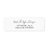 Moderne Zwarte Witte Stijlvolle Script Retouradres Etiket (Voorkant)