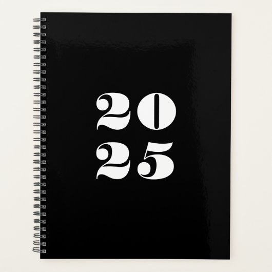 Moderne, zwarte, witte, stijlvolle typografie planner (Voorkant)