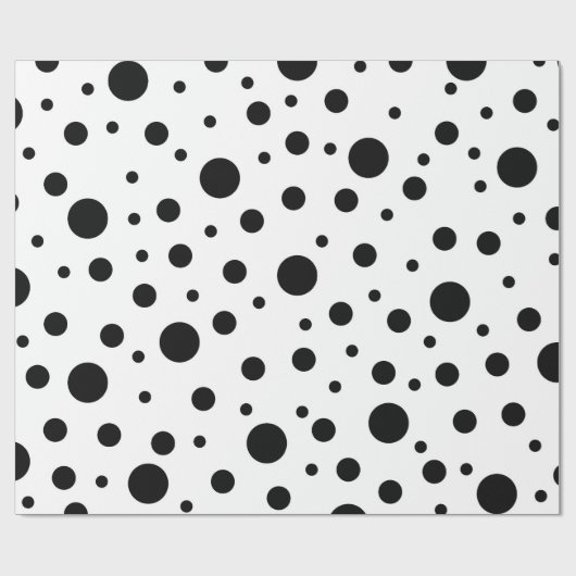 Moderne Zwarte Witte Stippen Cadeaupapier (Vlak)