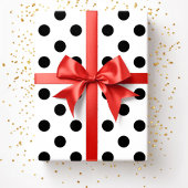 Moderne Zwarte Witte Stippen Cadeaupapier