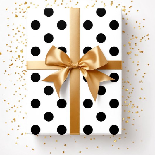 Moderne Zwarte Witte Stippen Cadeaupapier