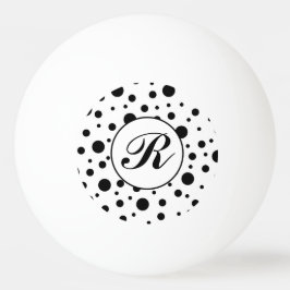 Moderne Zwarte Witte Stippen Monogram Pingpongbal