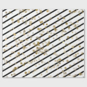 Moderne zwarte witte strepe gouden Stippen met ele Cadeaupapier (Vlak)