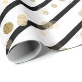 Moderne zwarte witte strepe gouden Stippen met ele Cadeaupapier (Rol Hoek)