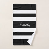 Moderne zwarte witte streped patroonnaam bad handdoek (Handdoek)