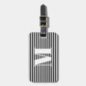 Moderne zwarte witte strepen, aangepast initiaal bagagelabel (Voorkant verticaal)