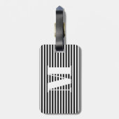 Moderne zwarte witte strepen, aangepast initiaal bagagelabel (Achterkant verticaal)