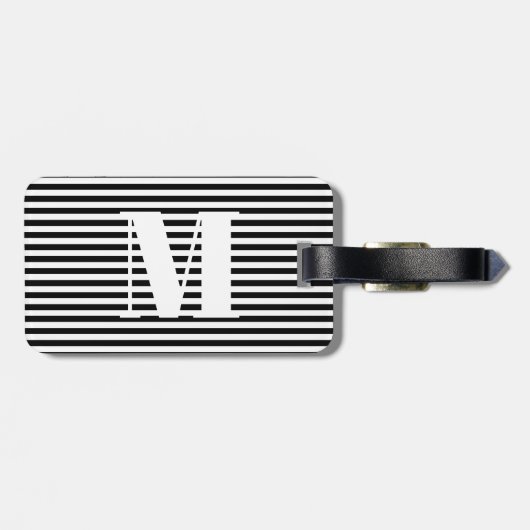 Moderne zwarte witte strepen, aangepast initiaal bagagelabel (Achterkant horizontaal)
