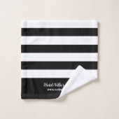 Moderne zwarte & witte strepen - Aangepaste zakeli Bad Handdoek (Wasdoekje)