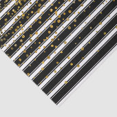 Moderne zwarte witte strepen Gold Foil Confetti St Tissuepapier (Detail)