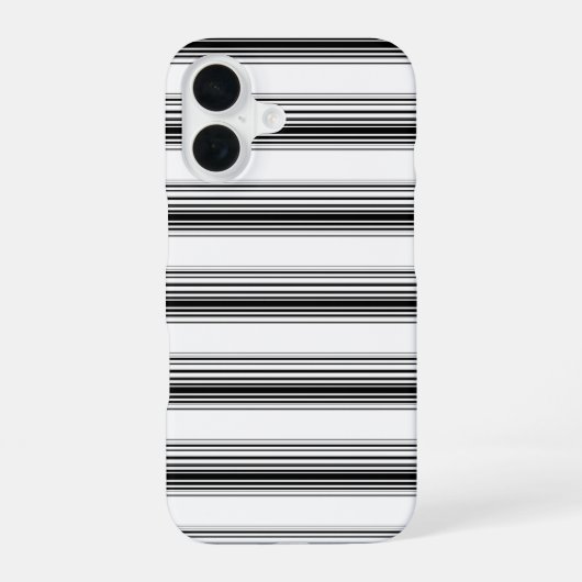Moderne zwarte witte strepen iPhone 16 hoesje (Achterkant)