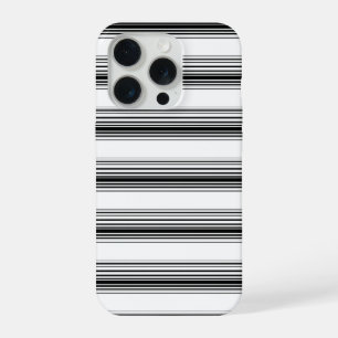 Moderne zwarte witte strepen iPhone 15 pro case