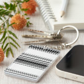 Moderne zwarte witte strepen sleutelhanger (Voorkant Rechts)