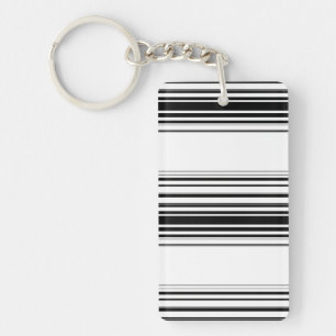 Moderne zwarte witte strepen sleutelhanger