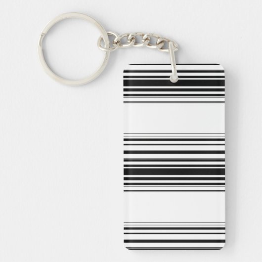 Moderne zwarte witte strepen sleutelhanger (Voorkant)